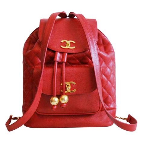 chanel caviar vintage backpack|Chanel Vintage Red Caviar CC Backpack Gold Hardware, 1991 .